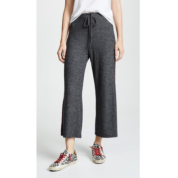 SUNDRY Lounge Pants with Red Piping Flare Cropped - Picture 2 of 11